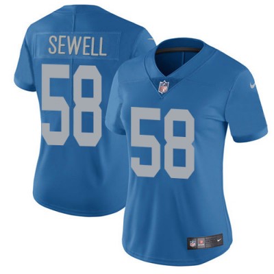 Detroit Lions #58 Penei Sewell Blue Throwback Women's Stitched NFL Vapor Untouchable Limited Jersey